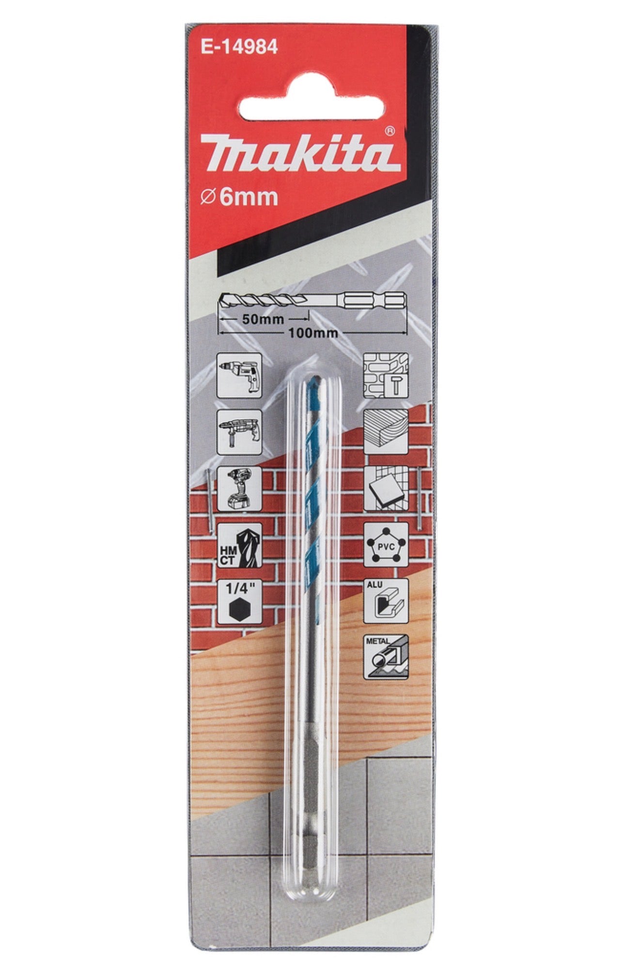 Makita E-14984 , 6mm အုတ်ဖောက်ဆူးသွား 1/4"
